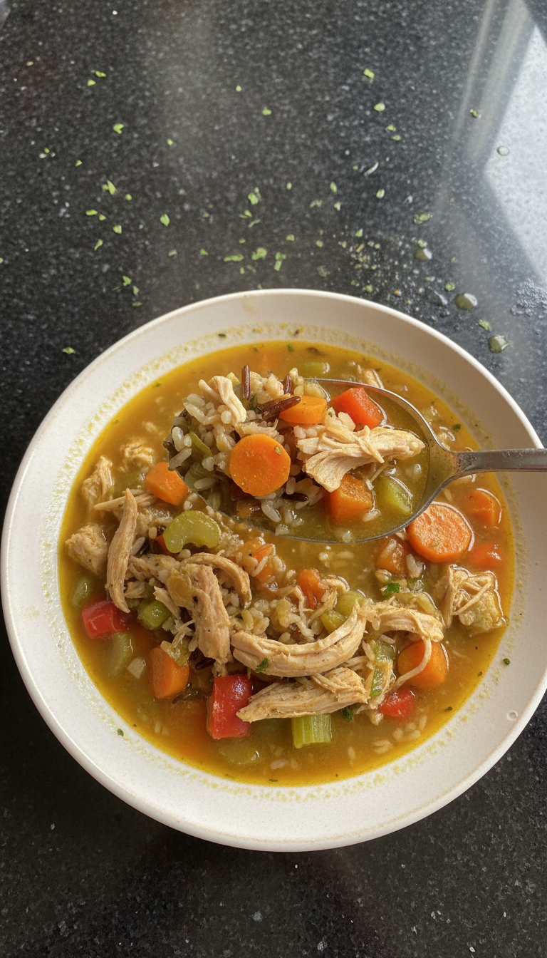 Wildreis Hähnchen Suppe