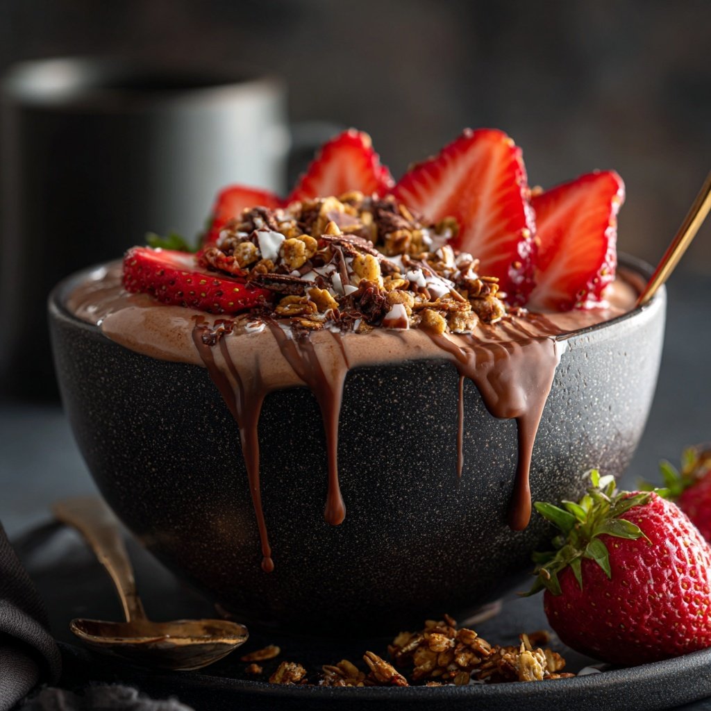 Schokoladen-Erdbeer-Frühstücksschüssel