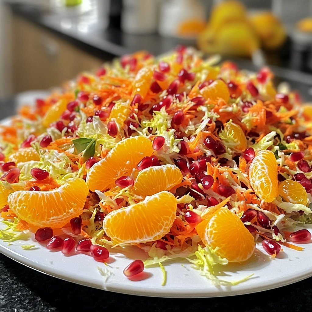 Orangen-Rotkohl-Salat mit Granatapfelkernen