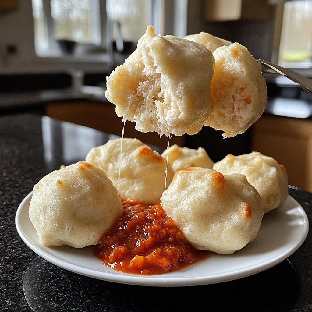 Brezenknödel mit fruchtigem Rotkohl und Speck-Sahne-Sauce