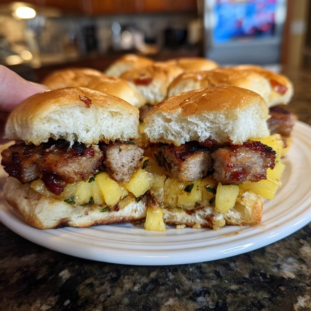 Hawaiianische Sliders mit Ananas