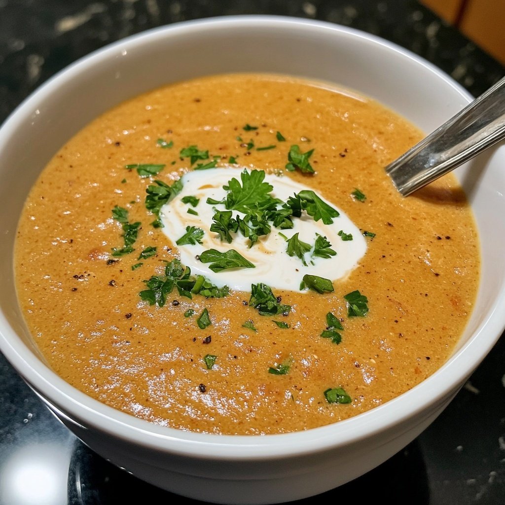 Kürbis-Apfel-Suppe mit Ingwer und Sahne