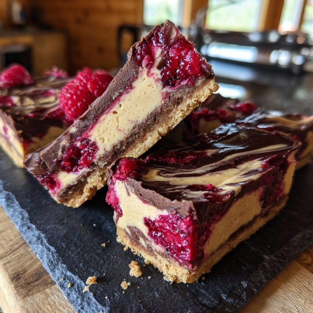 Schoko Himbeer Käsekuchen Riegel